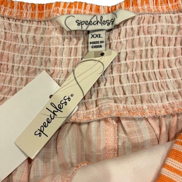 NWT Speechless Halter/Strapless Dress Orange White Stripe Elastic Back - Picture 6 of 10
